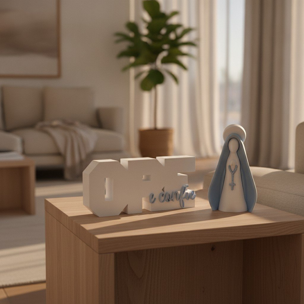 Kit Decorativo Nossa senhora, Ore e Confie 3D