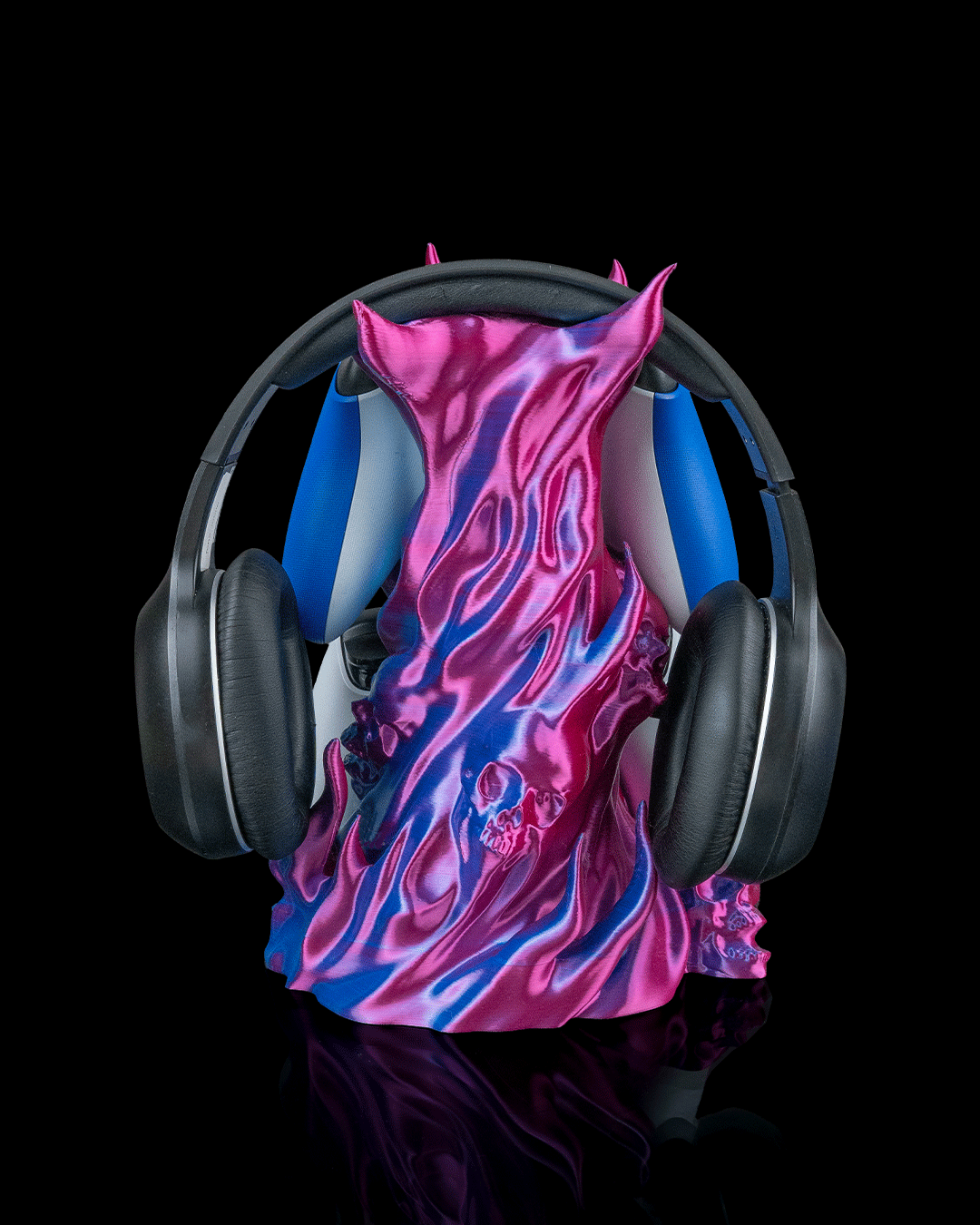 Foto da galeria do produto Suporte 3D Chamas Controle E Headset