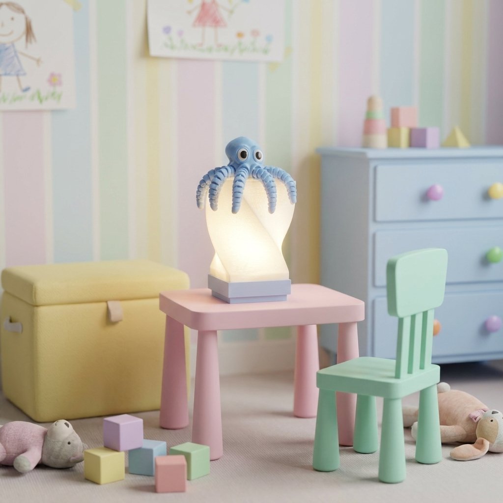 Foto da galeria do produto Luminária De Mesa Infantil Clé Twist-cube + Personagem